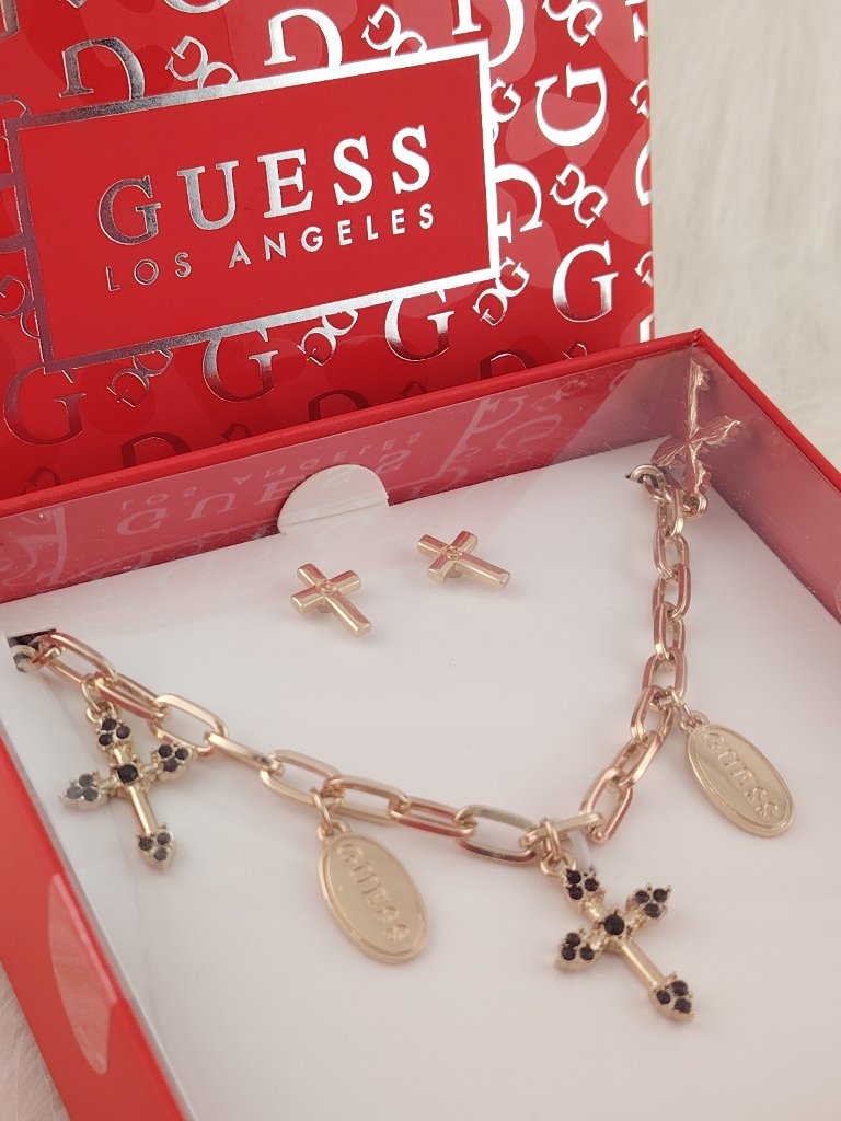 Guess Cross Necklace And Earring Set 30$